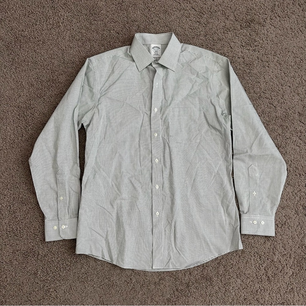 Brooks Brothers 1818 Regent Non-Iron All Cotton Button Up PlaidShirt Mens 15 2/3